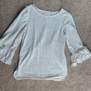Max Studio Speckled Gray Ruffle Blouse